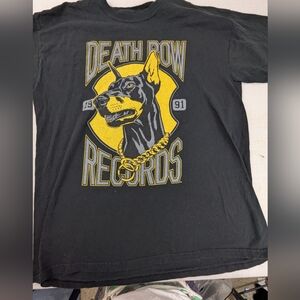Death Row Records West Coast 90s Hip Hop Label Doberman Graphic Black Tee Large